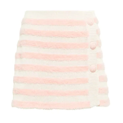 Balmain , Wool Mini Skirt with Medusa Buttons ,Pink female, Sizes: