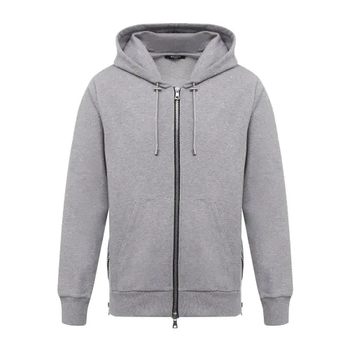 Balmain , Zippered Sweatshirt ,Gray male, Sizes: