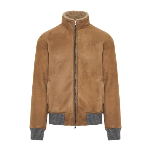 Barba , Classic Leather Jacket ,Beige male, Sizes: