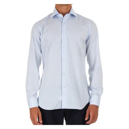 Barba , Clear Blue Tailored Cotton Shirt ,Blue male, Sizes: