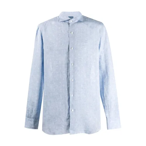 Barba , Dandy Life Micro-Pattern Cotton Shirt ,Blue male, Sizes: