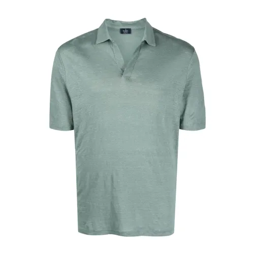 Barba , Linen polo shirt ,Green male, Sizes: