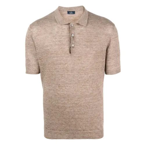Barba , Linen Polo Shirt Made in Italy ,Beige male, Sizes: