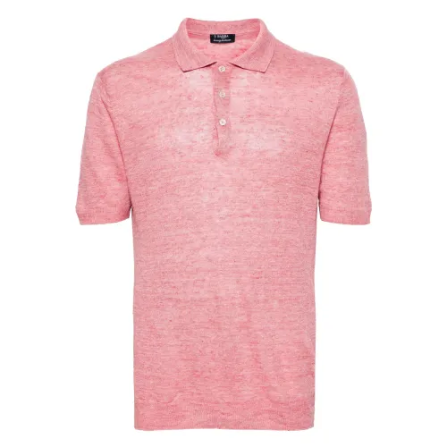 Barba , Linen Polo Shirt Made in Italy ,Pink male, Sizes: