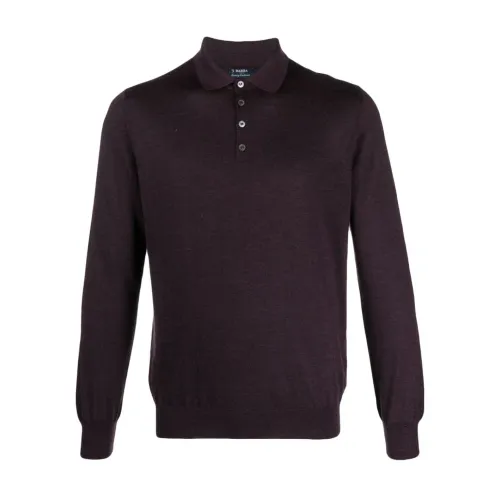 Barba , Luxury Cashmere Silk Polo Shirt ,Purple male, Sizes:
