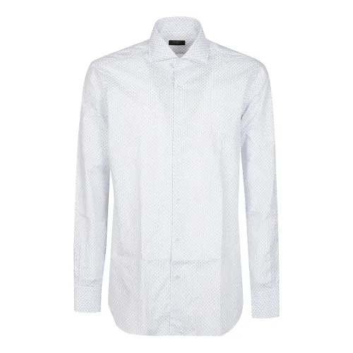 Barba Napoli , Bianco/Azzurro Neck Shirt ,White male, Sizes:
