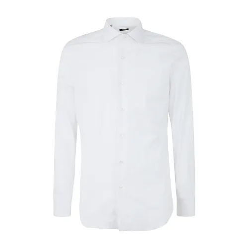 Barba Napoli , Cotton Stretch Shirt ,White male, Sizes: