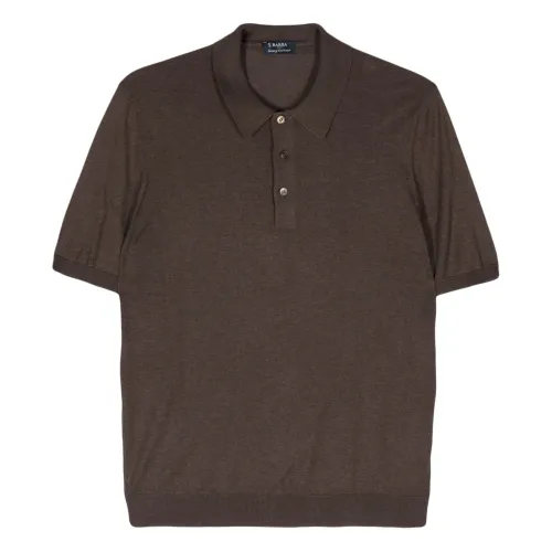 Barba , Silk polo shirt ,Brown male, Sizes: