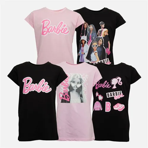 Barbie Girls Five Pack T-Shirts Black/Pink/Black/Pink/Black