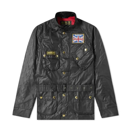 Barbour , British Motorcycle-Inspired Union Jack Jacket ,Black male, Sizes: