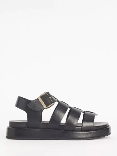 Barbour Charlene Leather Sandals, Black - Black - Female