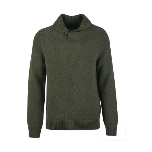 Barbour , Chunky Knit Round Neck Sweater ,Green male, Sizes: