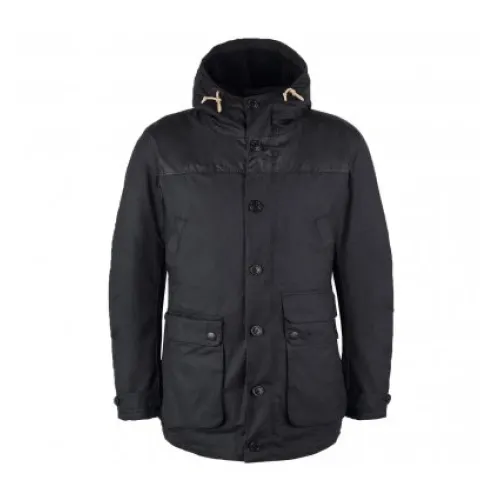 Barbour , Contemporary Fitted Waxed Cotton Parka ,Black male, Sizes: