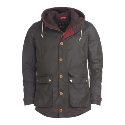 Barbour , Contemporary Olive Green Cotton Parka ,Brown male, Sizes: