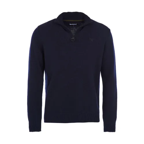Barbour , Essential Lambswool Half Zip Navy Sweater ,Blue male, Sizes: