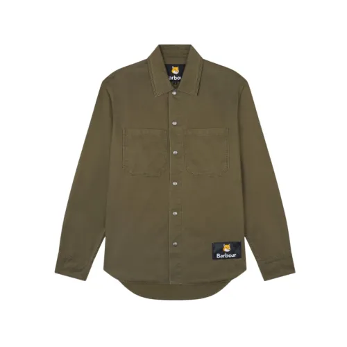 Barbour , Green Cotton Overshirt with Fox Head Patch ,Green male, Sizes: