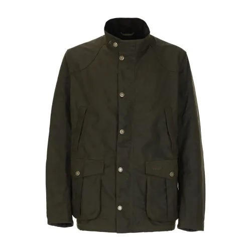 Barbour , Green Waxed Cotton Jacket with Collar ,Green male, Sizes: