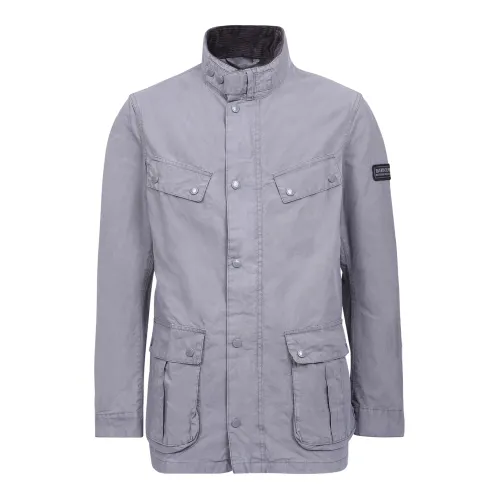 Barbour , Grey Cotton Zip Jacket ,Gray male, Sizes: