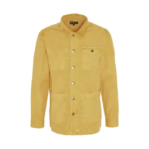 Barbour , Grindle Overshirt Cotton Twill Double Pockets ,Yellow male, Sizes: