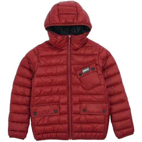 Barbour International Boys Ouston Hooded Quilted Jacket - Red