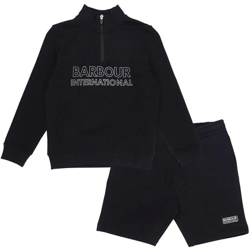 Barbour International Boys Trick Half-Zip Sweatshirt & Shorts Set - Black
