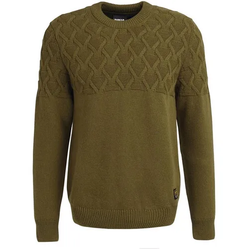 Barbour International Cable Knit Crew Neck Jumper - Green