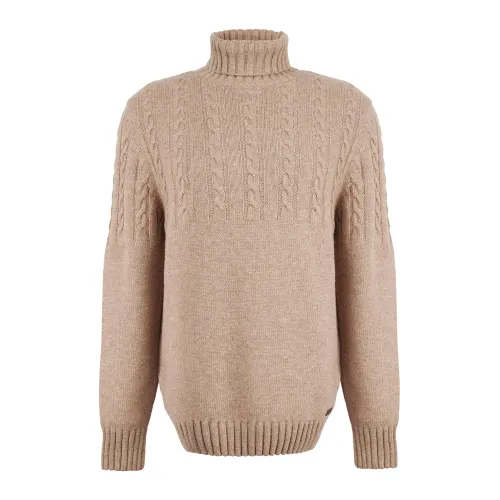Barbour , Knitted Duffle Jumper with Thick Turtleneck ,Beige male, Sizes: