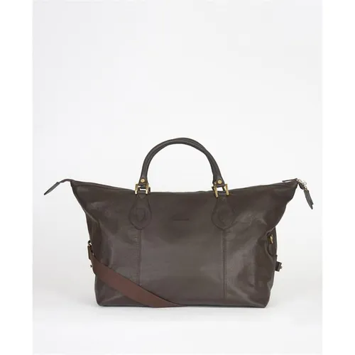 Barbour Leather Medium Travel Explorer Bag - Brown