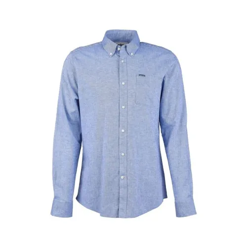 Barbour , Linen Blend Shirt ,Blue male, Sizes:
