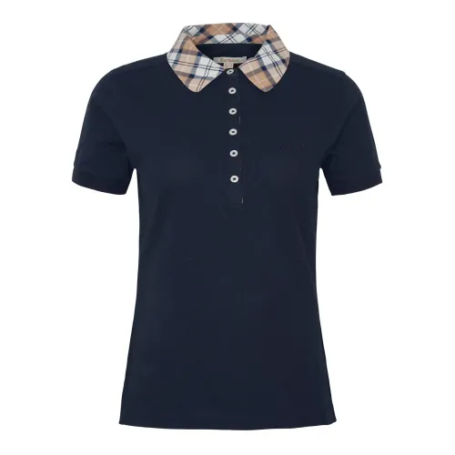 Barbour , Malvern Tartan Collar Polo Shirt ,Blue female, Sizes: