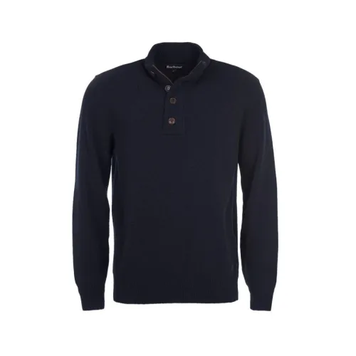 Barbour , Navy Half Zip Patch Sweater ,Blue male, Sizes: