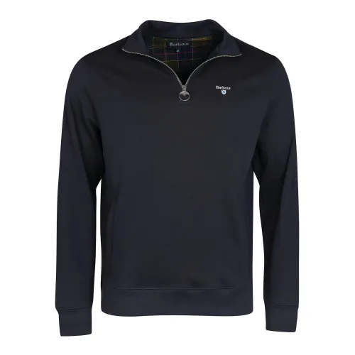 Barbour , Navy Half Zip Pullover with Brushed Finish ,Blue male, Sizes: