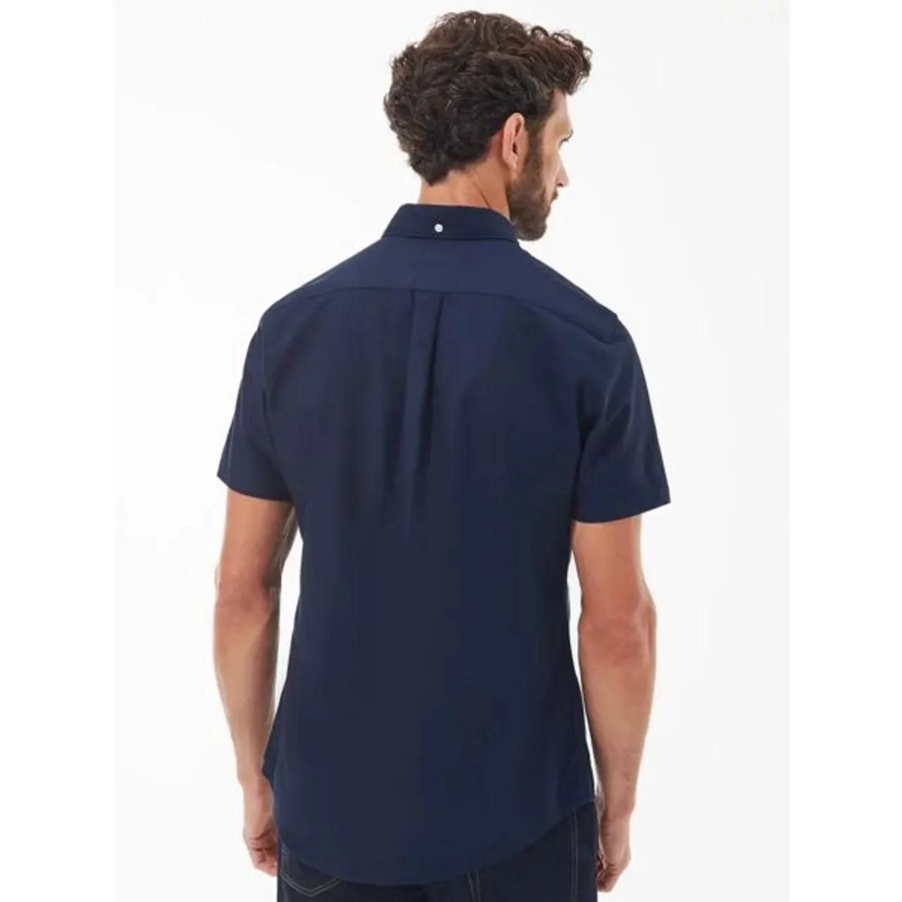 Barbour Oxford Cotton Short Sleeve Shirt - Navy - Male