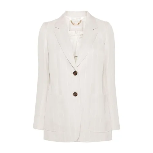 Barbour , Pinstripe Linen Blend Jacket ,Beige female, Sizes: