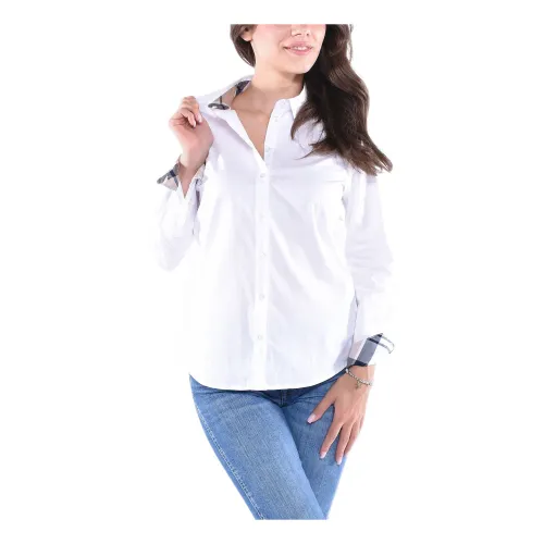 Barbour , Regular Fit Shirt with Button Details ,White female, Sizes: