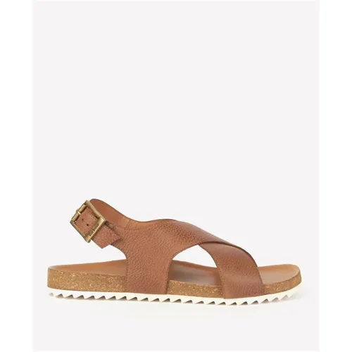 Barbour Rochelle Cross-Over Strap Sandals - Brown