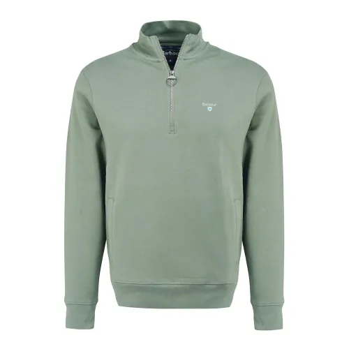 Barbour , Rothley Half Zip Sweater in Agave Green ,Green male, Sizes: