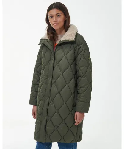 Barbour Samphire Womens Long Quilted Jacket - Olive