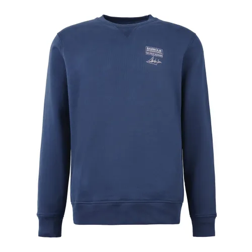 Barbour , Steve McQueen Graphic Crew Sweatshirt ,Blue male, Sizes: