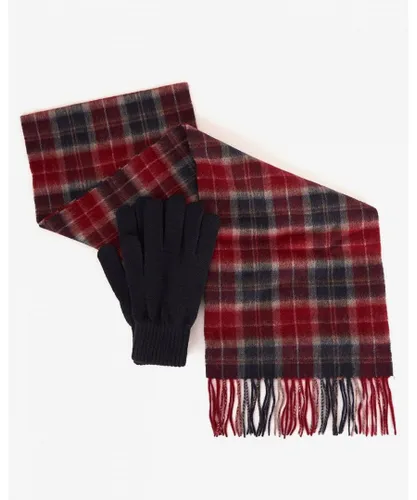 Barbour Tartan Mens Scarf & Glove Gift Set - Red - One
