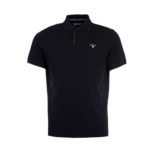 Barbour , Tartan Pique Polo Shirt, Black Modern ,Black male, Sizes: