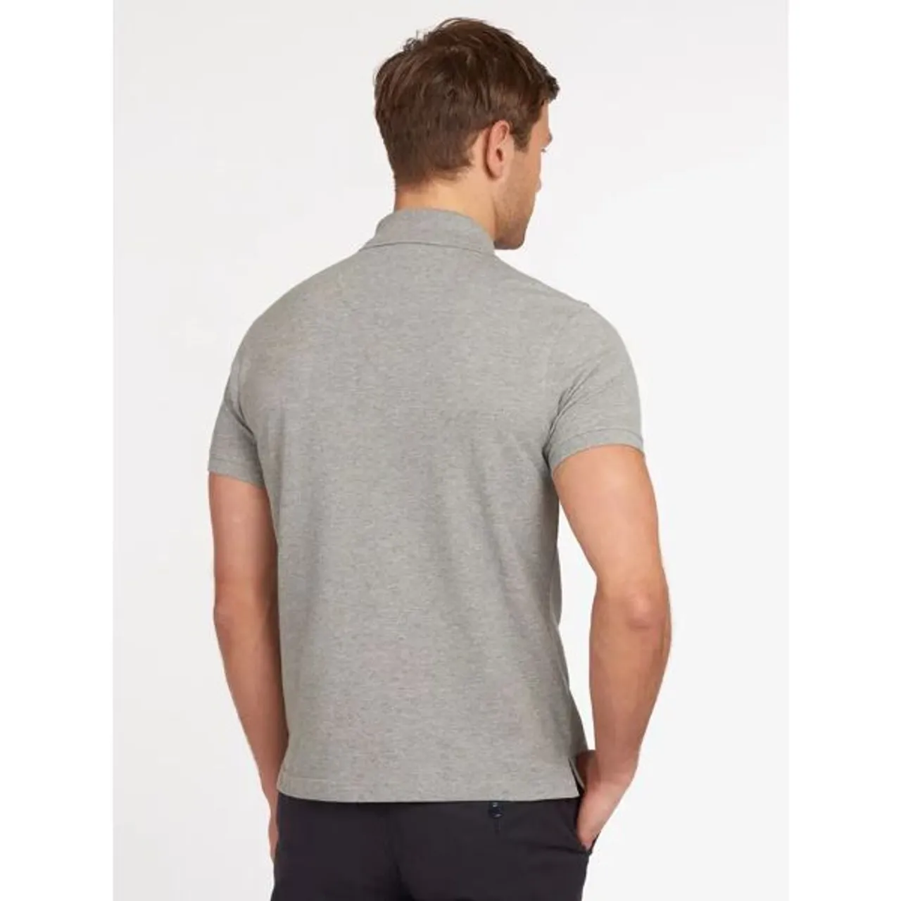 Barbour Tartan Pique Polo Shirt - Grey Marl - Male