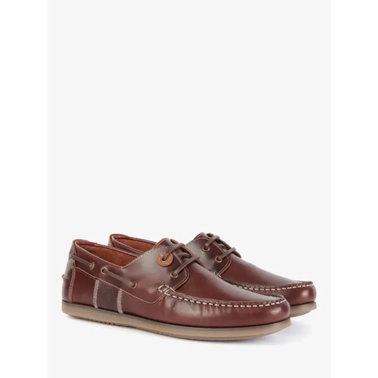 Barbour Wake Leather Boat Shoes - Mahogany - Male