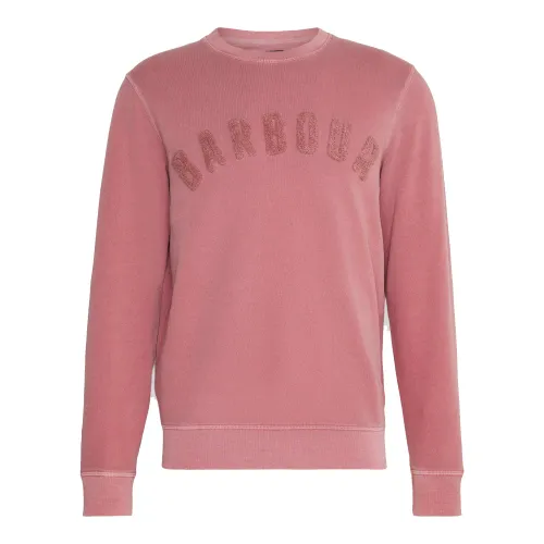 Barbour , Washed Prep Logo Crewneck Sweatshirt ,Pink male, Sizes: