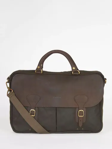 Barbour Wax Cotton and Leather Trim Satchel, Olive - Olive - Male