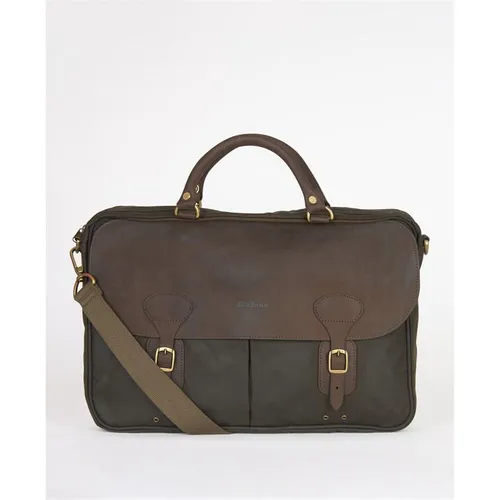 Barbour Wax Leather Briefcase - Brown