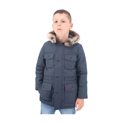 Barbour , Winter Jacket, Long Duffle Coat with Double Buttons and Zipper ,Blue male, Sizes: