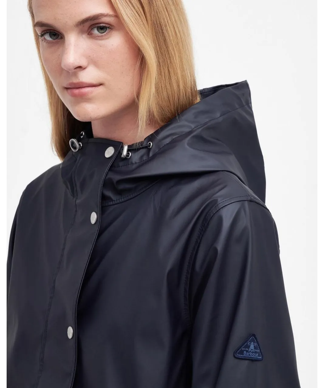 Barbour Woodland Womens Rubberised Raincoat - Dark Navy
