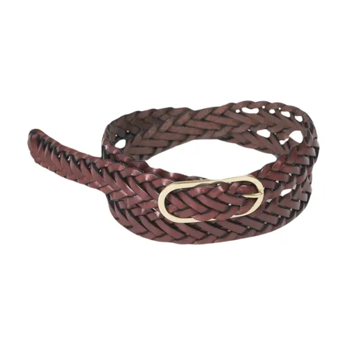 Barena Venezia , Braided Leather Belt with Oval Brass Buckle ,Brown female, Sizes:
