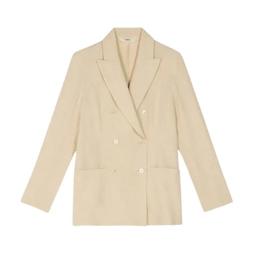 Barena Venezia , Double-breasted Unlined Jacket with Patch Pockets and Double Back Slit ,Beige female, Sizes: